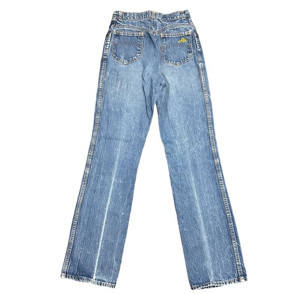 Vintage H.I.S. 10/11 Chic Blue Mom Jeans High Waist Straight Creased Made in USA - Picture 7 of 16